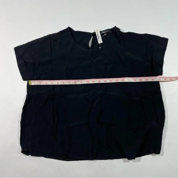 New Madewell Cuffed Sleeve Shirred Top Small Black - Picture 8 of 9